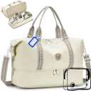 COSCOOA Travel Duffel Bag for Spirit Frontier Airlines Personal Item Bag 18x14x8 with Shoe Compartment Tote Carry on Luggage 32L Weekender Overnight for Women Men Beige