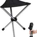 REDCAMP Ultralight Camping Stool with Retractable Legs, Portable 3 Legged Tripod Camping Stools for Adults Fishing Backpacking Hunting, Black