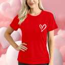 Valentines Day Shirt for Women Love Heart Printed T-Shirts Casual Summer Tee Tops (XXL)