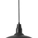 Farmhouse Pendant Light with 16 Inch Dome for Outdoor and Indoor Use, Barn Style Hanging Light for Kitchen Dining Room, Adjustable Height, Matte Black Exterior/Brass Interior