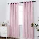 INLINAS Pale Pink Blackout Curtains with Sheer Overlay - Grommet Top Thermal and Noise Reduction Panels for Bedroom and Living Room Light Blocking and Energy Saving, 52 x 108 Inches, Set of 2