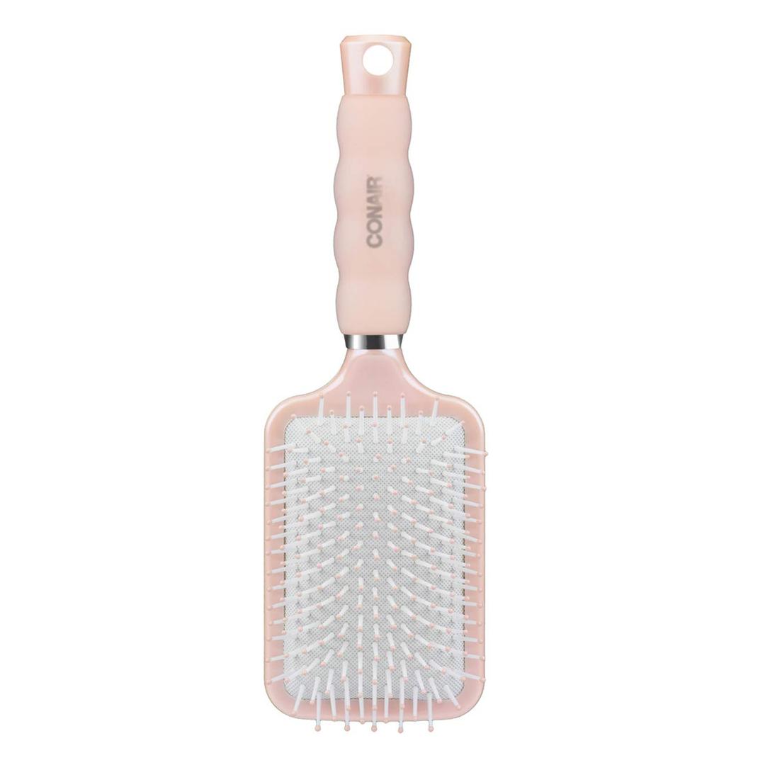 Conair Gel Grips Paddle Brush, Size B, Pink & White, 1 Count