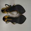 Womens Strappy Lace Up Heels Sexy Stiletto High Heeled Open Toe Strap Summer Dress Shoes (9, Gold)