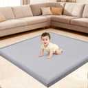 Ultra Soft Baby Play Mat for Floor, 50"x50" Playpen Mat, 1.3" Thick Memory Foam, Non-Slip Tummy Time Mat for Infants, Toddlers, and Kids Water-Repellent Coral Velvet, Easy Care