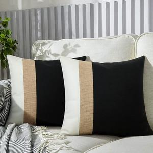 JASEN Black and White Throw Pillow Cover Farmhouse Decorative Throw Pillow Covers Boho Modern Accent Pillow Cover for Couch Sofa 2 Pack Size 17.5x17.5 in