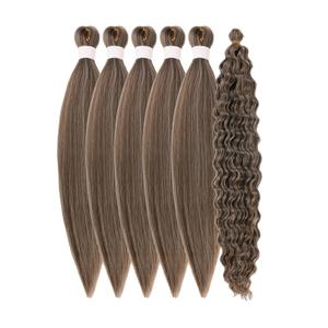 Short Ash Brown Braiding Hair Pre Stretched Knotless Braiding Hair for Boho Braids(6 Packs 16Inch)
