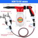 Car Wash Foam Gun/Hose Sprayer, 16 IN 1 Cannon, Adjustable with 2.5-6 Ratio Dial Foam Blaster, 1L Bottle, Nozzles, Mitten, 1/2 Quick Connector for Garden Hose, for Car/Garden Cleaning