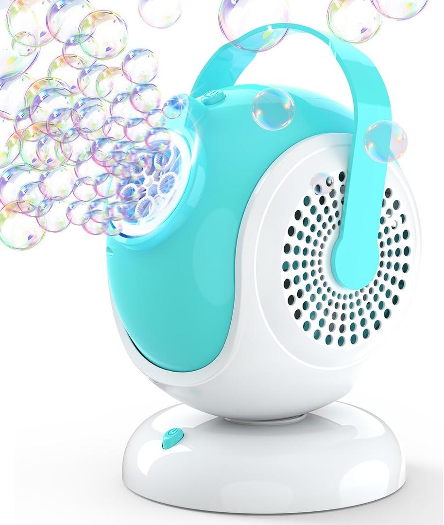 Bubble Machine - Automatic Bubbles Blower for Kids, Toddlers - 360 Oscillation & 75 Adjustment, Bubble Toys with LED Light - Gifts for Boys, Girls, Easter, Outdoor, Birthday, Party Use (Green)