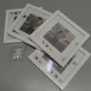 KINLINK 6x6 Picture Frame White Set of 4, Wooden Square Photo Frames Matted 4x4 with Plexiglass for 4x4 with Mat or 6x6 without Mat for Table and Wall Display