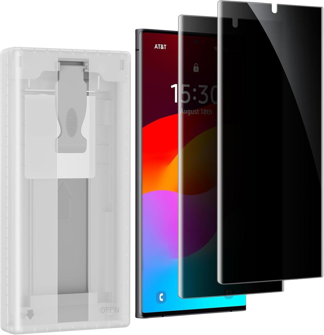 2 Pack for Samsung Galaxy S23/S22 Ultra 6.8" Privacy Screen Protector-PET Film [Not Glass] Auto-Alignment Kit, Anti-Fingerprint, Easy Installation, Case Friendly Matte Film