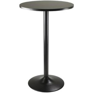 Winsome Obsidian Pub Table Round Black Mdf Top with Black Leg And Base - 23.7-Inch Top, 39.76-Inch Height, Pack of 1