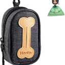 Dog Poop Bag Holder for All Leashes,Hand Free Doggie Waste Bag Dispenser-hook & loop/Carabiner,Dog Poop Bag Dispenser for Leash,Wide Opening,Leash Attachment for Dogs Walking,Poop Bags EXCLUDED,Gray (Denim)