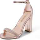 DREAM PAIRS Women's Hi-Chunk High Heel Pump Sandals (8) Champagne-R3hinestone