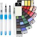 MEEDEN Travel Watercolor Paint Set: Portable 42 Assorted Water Colors Paint Kit with 4 Brushes (1 Count (Pack of 1))