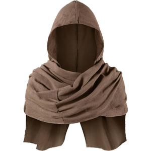 TOKYO REVENGERS Kids Medieval Renaissance Hooded Cowl Multifunctional Scarf Shawl Cape Halloween Cosplay Costume Accessories (One Size, Brown)