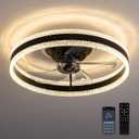 Flush Mount Ceiling Fan 20" 3000-6000K Dimmable LED Light