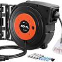 DEWENWILS Retractable Extension Cord Reel, 50 FT Heavy Duty Power Cord, 14AWG/3C SJTOW, 3 Grounded Outlets Lighted Triple Tap, 13 Amp Circuit Breaker, UL Listed