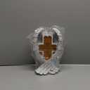 Heaven Angel Wing Cross, Graveyard Decoration, Vase with Solar LED Lamp, Resin Decorated Bereavement Statue, Gift in Memory of Relatives (White)