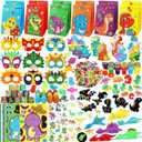 352PCS Dinosaur Party Favors, Dinosaur Birthday Party Decorations Supplies - Stickers Keychains Goodie Bags for Kids Birthday Return Gifts, Dino Slingshot Finger Fidget Toys Bulk