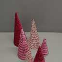 6 Pcs 12" 10" 6" Pink Valentines Cone Tree Decorations Velvet Pink Glitter Table Decor Flocked Farmhouse Tiered Tray Ornament Valentines Xmas Tree for Home Holiday Entryway Tabletop Centerpiece Decor