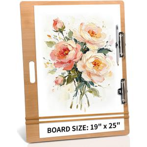 19"x25" Drawing Board with Dry-Erase Surface - Portable Art Board for Painting, Sketch, Classroom, Artist Supplies for Adults, Teens, Outdoor Drafting(Wood Grain)