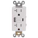 Combination 20A Self-Test GFCI Outlet and Type A & Type-C USB in-Wall Charger Outlet with 5V/4.8A, High Speed Charging for Smartphones and Tablets, ETL Listed, Wallplate Included, 1 Pack, White