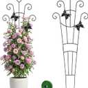 MEILIDY Plant Trellis, 32.6 Inch Expandable Metal Potted Trellis with Tape Tie for Climbing Plants Indoor Outdoor, Black, 2 Packs
