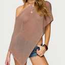 Yoawdats Women Sheer Poncho Shrug Lightweight See Through Knitted Mesh Shawl Y2k Asymmetrical Poncho Tops Cover Ups
