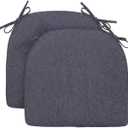 Chair Cushions for Dining Chairs Set of 2, D-Shaped Seat Cushion for Kitchen Chairs with Removable Cover and Ties, Indoor Chair Pads for Dining Room, Kitchen, 17" x 17" x 2.56", Grey
