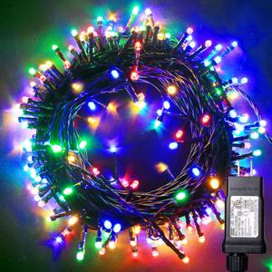 Blingstar Christmas Lights Multicolor 66 Ft 200 LED String Lights 30V Plug in Connectable Twinkle Lights 8 Modes Bright Green Wire Decorative Lights for Indoor Outdoor Xmas Tree Bedroom Holiday Party