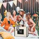 IDEATECH Canvas Tote Bag for Women, Personalized Birthday Gifts for Women, Monogram Beach Tote Bag Great for Wedding, Holiday