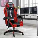 Gaming Chair Office Chair High Back Computer Leather Desk Chair Racing with Swivel with Headrest and Lumbar, (Black and Red, 06)
