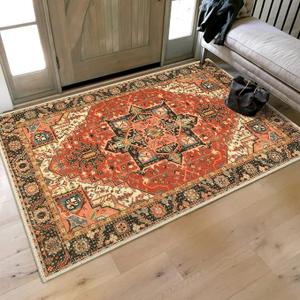 Collive Washable Indoor Door Mat, Retro Non Slip Floor Doormat Large Size Quickly Absorb Welcome Mats, LowPile Front Door Rug Inside Entryway Carpet for Entrance, 36" x 59"