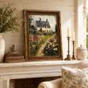 3D Textured Canvas Wall Art Vintage Carved Gold Frame Vintage Country Farmhouse Wildflower Nature Floral Relief Poster Print Artwork for Bedroom, Bathroom, Living Room Office Home Decor 24"L x 16"W