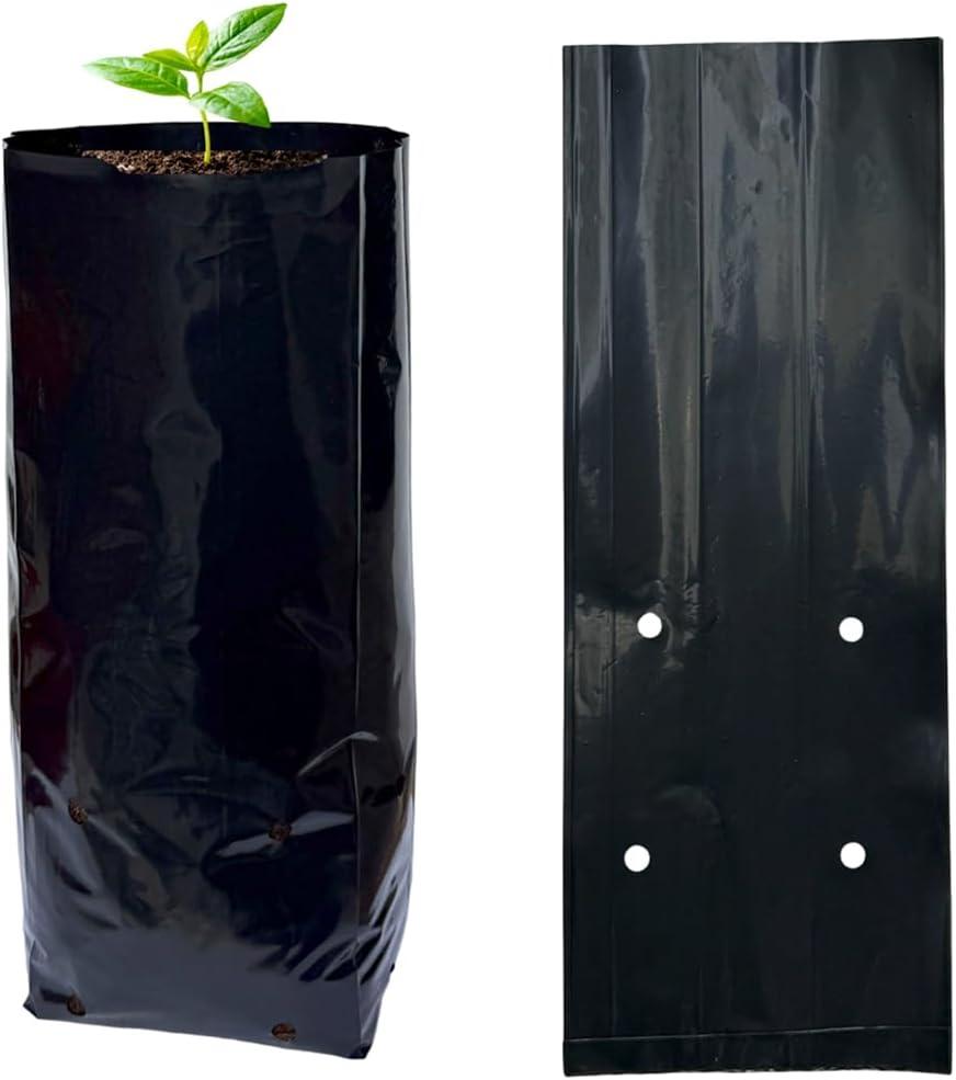 gardtree 3/4 Gallon 100 Pcs Tall Plant Nursery Bags 4.7" x 11.7", Deep Root Plastic Plant Grow Bags Thicken Tree Seedling Pots for Vegetables, Flower, Fruit, Citrus, Nut Trees, Taproot Saplings