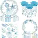 120Pcs Ocean Seashell Party Plates Supplies - Beach Style Tableware with Starfish & Coral Designs, Paper Plates, Napkins, Forks for Birthday, Baby Shower, Summer Coastal Party (Serves 24)