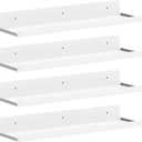 Lifewit Floating Shelves for Wall, 4 Pack White Acrylic Shelf 15" Room Decor for Bookcase/Vinyl Record Display/Photo/Picture in Bedroom, Living Room, Bathroom, Kitchen Storage and Organization