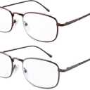 EYEGUARD 2 Pairs Spring Hinge Reading Glasses for Men Women Readers 1.75 (Mix)