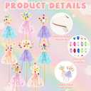 34 Pcs Make Your Own Princess Wand Kit 16 Unfinished Star Butterfly Crown Moon Fairy Wood Stick 6 Gem Stickers 4 Satin Ribbons 8 Mesh Decor for Princess Cosplay Party Accessories DIY Art Craft Making