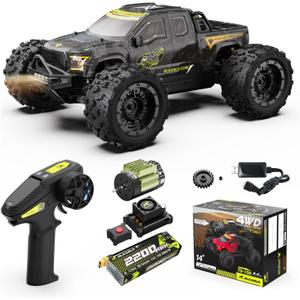 RLAARLO 1/14 Brushless Fast RC Cars for Adults, Top Speed 60+ MPH RC Truck, All Terrain Remote Control Car Hobby Off-Road Remote Control Truck 4x4 Monster Trucks with 3S Battery