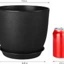 Ferlypote Plant Pots 8 Inch Set of 2, Flower Pots with Multi Mesh Drainage Holes, Planters for Indoor Outdoor Garden Plants and Flowers (Black)