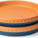 YBX 8-inch Plant Saucer Premium Terracotta Saucer Round Ceramic Plant Trays, Pack of 2 (Navy/Terracotta)