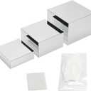 Glossy Silver Acrylic Boxes Dessert Collection Jewelry Perfume Display Stand Shelf, Hollow Bottom Cube Organizer Countertop Nesting Risers for Hangbag Shoe Home Boutique Retail Store, 3Pcs