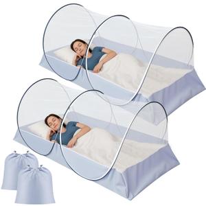 2 Pcs Large Pop up Mosquito Tent Nets Portable Foldable Mosquito Nets for Bed Camping Travel Patio Outdoor Crib Bug Netting Mesh Tent Canopy for Adults Bedroom (78 * 39 * 28 Inch) (White)
