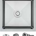 POPFLY 18 x 18 Inch Undermount Kitchen Sinks, Stainless Steel Single Bowl 9 Inches Deep Utility Small Bar or Prep Sinks, Brushed Nickel Laundry Room Sink18189
