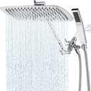 G-Promise All Metal 14 Inch Dual Square Shower Head with Handheld Spray Combo, Rain Shower Head, Adjustable Extension Arm, 3-Way Diverter, 71 Inch Extra Long Hose - A Bathroom Upgrade (Chrome)