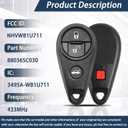 Key Fob Fit for Subaru Outback 2005-2007/Forester 09/Impreza 07-09/Legacy 05-07/B9 Tribeca 06-08 Replacement Keyless Entry Remote Control Car Key for NHVWB1U711, 88O36SC030, 433MHz