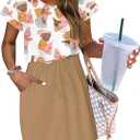 AUSELILY Women's Summer Dress 2026 Short Sleeve Tshirt Drawstring Waist Beach Cover up Casual Mini Short Dresses with Pockets (XL)