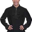 Spooktacular Creations Adult Mens Medieval Pirate Shirt Renaissance Victorian Tops for Halloween Costume Party (Black, M)