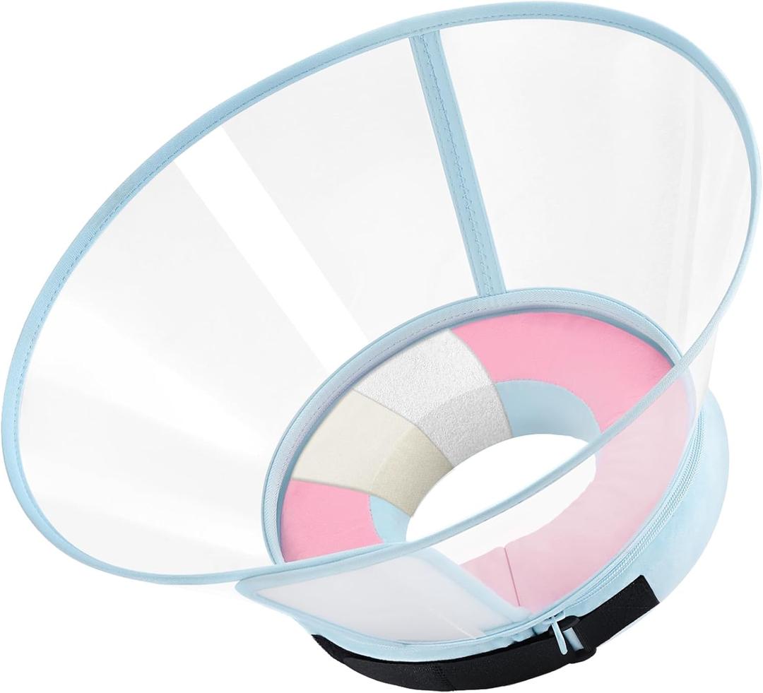 Sponge Core Dog Cone, Inflatable Dog Cone Collar Alternative, Dogs Donut Collar After Surgery, Soft Cone for Large Medium Small Dogs to Stop Licking, No Inflation Required, Clear View (Size 3, Pink) (Neck: 10.5"- 13.0"))